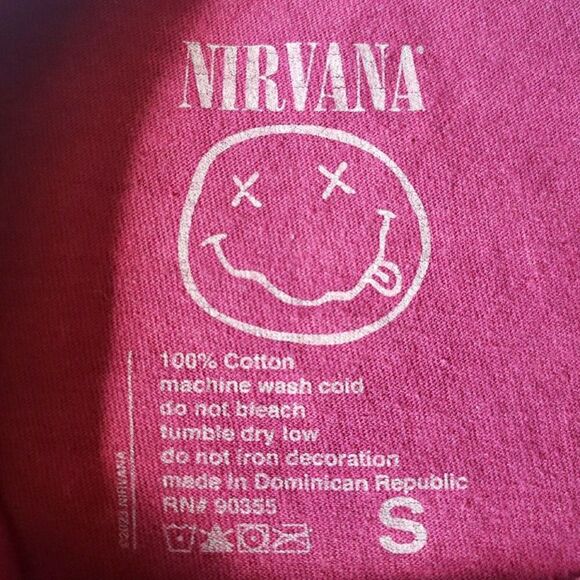 Nirvana Womens T-Shirt Sz S Genuine Merch Utero Angel Distressed Acid Wash Pink - Picture 7 of 8